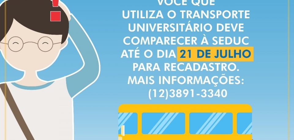 Secretaria de Educação alerta usuários do transporte universitário sobre prazo de recadastramento